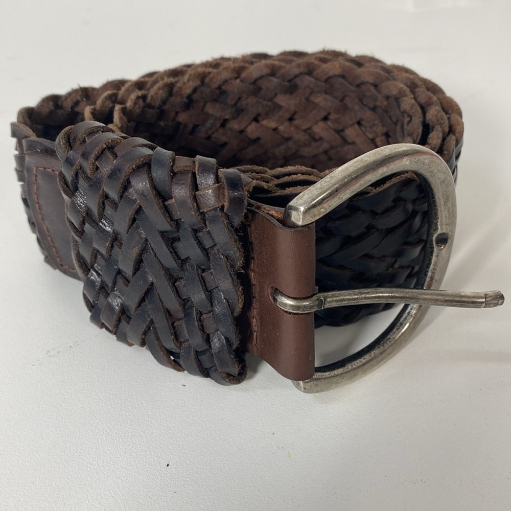 Y2K Braided Genuine Leather Belt Medium Brown